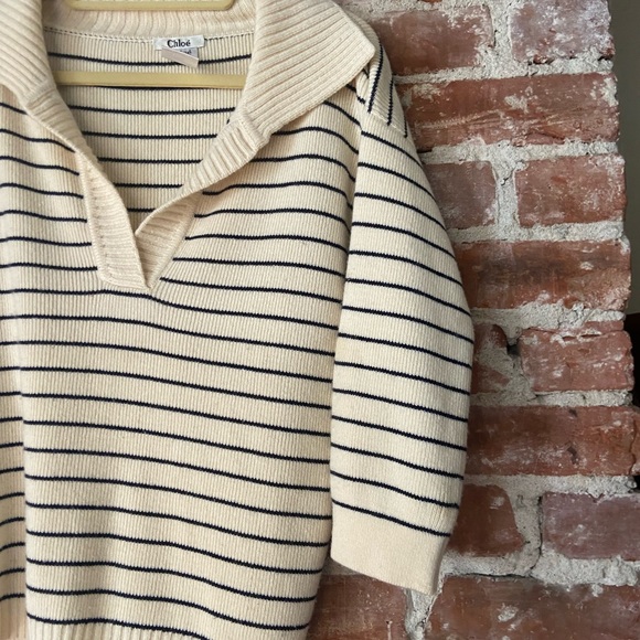 Chloe Sweater with stripes and large collar - Picture 2 of 7